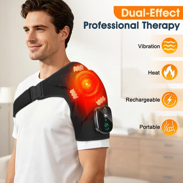 Varmepude, 3-hastigheds vibration, batteridrevet,sort