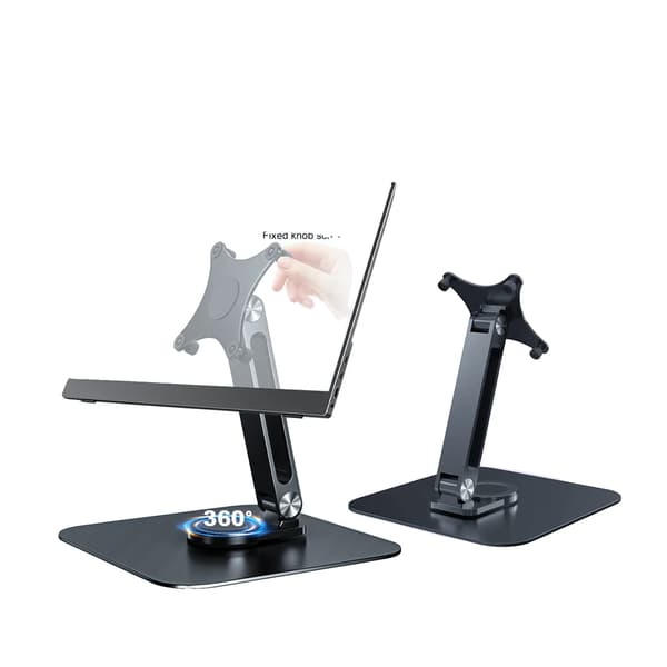 Monitorstand, 360-graders rotation, justerbar højde,sort