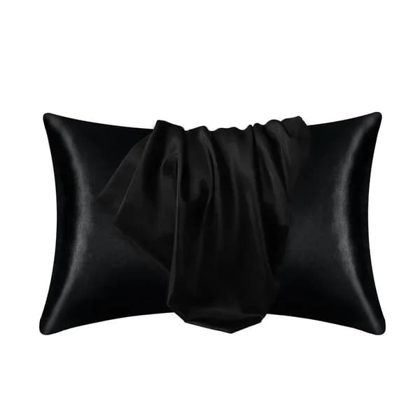 Pudebetræk, 100% Silke, Moderne Design,sort, 51cmx76cm-b
