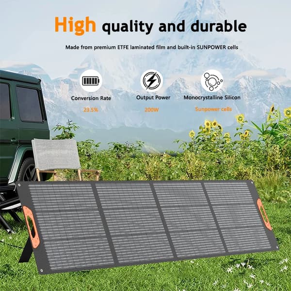 Bærbar Solpanel, 200W Strømudgang, Vandtæt Design,21v 200w