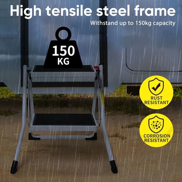 Trinbræt, Stål Konstruktion, Skridsikker Design,To-trins trappe