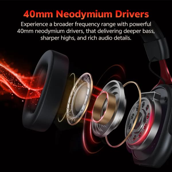 Gaming headset, 7.1 surround sound, tilpasselig EQ,SORT