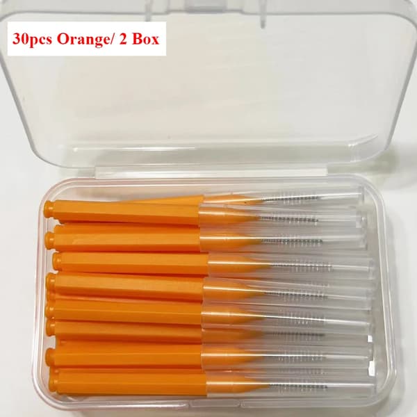 Interdentalbørster, 30 Stykker, Ergonomisk Design,30stk Orange  2 Kasse