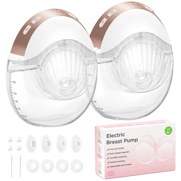 Elektrisk brystpumpe, bærbart design, lækagesikkert system,2PCS