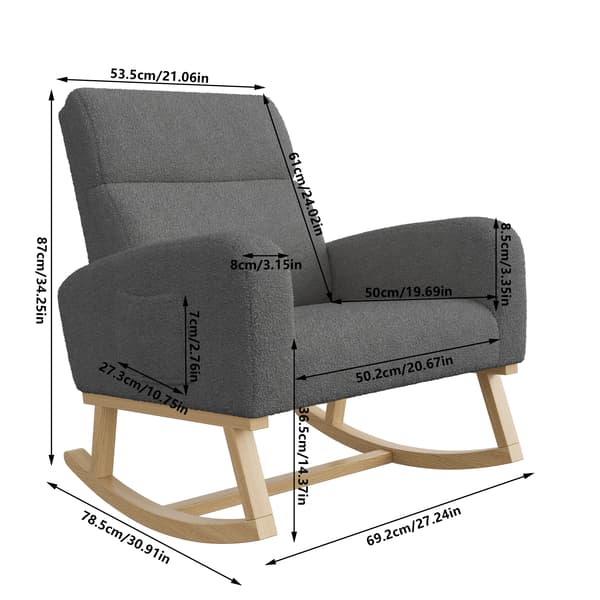 Gungstol, Teddytyg, Minimalistisk Modern Design,MÖRKT GRÅ