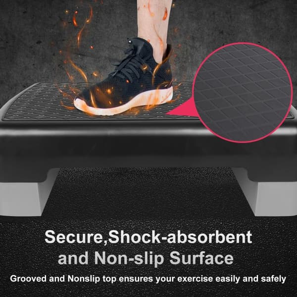 Fitness Step Platform, Aerobiske Øvelser, Justerbar Højde,sort