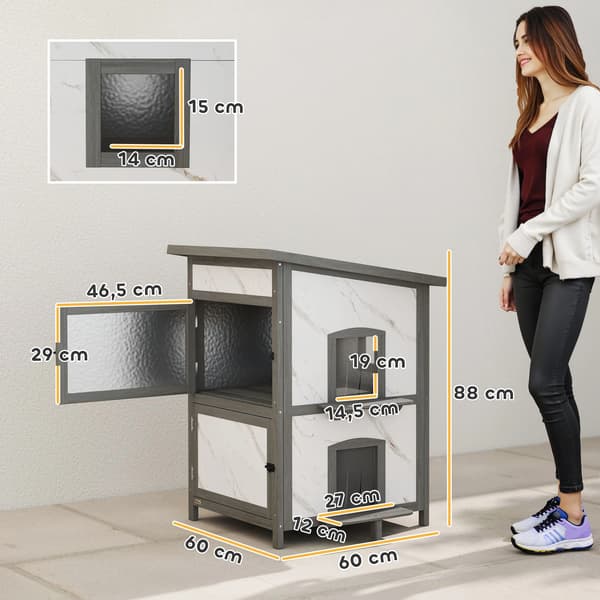 Kattehus, To-niveau Design, Isoleret Udehus,grå