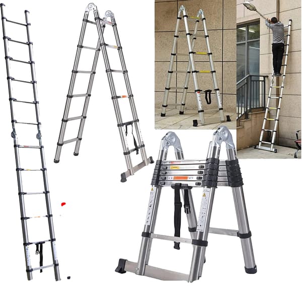 Teleskopstige, Rustfrit Stål, Multifunktionelt Design,3.8M/1.9M+1.9M