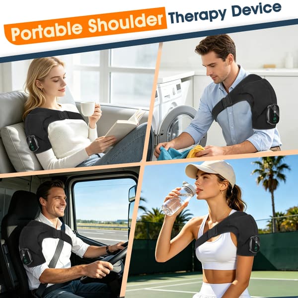 Skulderstøtte, Justerbar Varme, Massage Terapi,sort