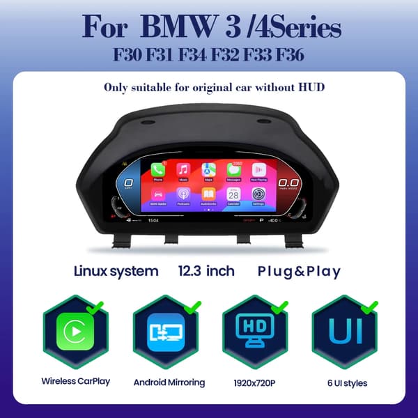 Digitalt instrumentpanel, trådløs CarPlay, Android Auto-support,Med carplay