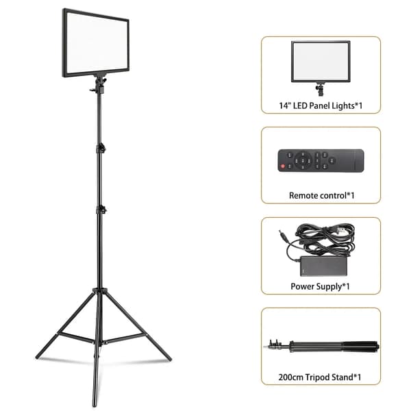 Fotografi LED-panelbelysning, dimbar, tvåfärgad,200cm stativ