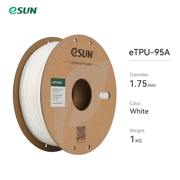 3D-printer filament, fleksibelt materiale, høj modstandsdygtighed,Hvid