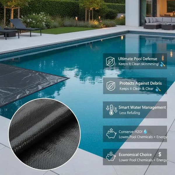 Simbassängöverdrag, Hållbart Material, Energi Effektiv,Svart
