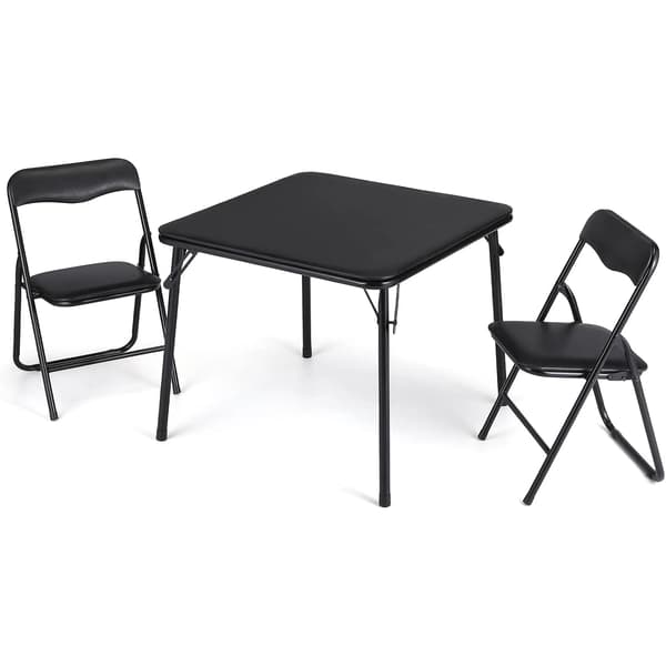 Bord och Stolar Set, Läderklädd, Metallram,Svart Set - 2 Stolar