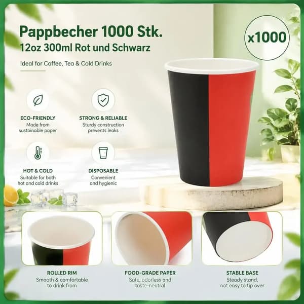 Papirkopper, 12oz kapacitet, holdbar papirkonstruktion,hær grøn