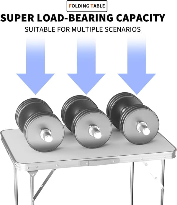 Foldbart Bord, Aluminiumramme, Bærbart Design,HVID