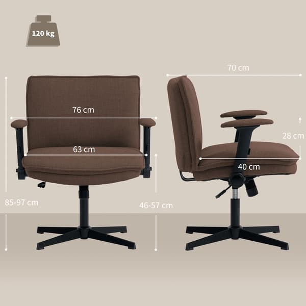 Kontorsstol, Justerbar Höjd, Fällbara Armstöd, Brun