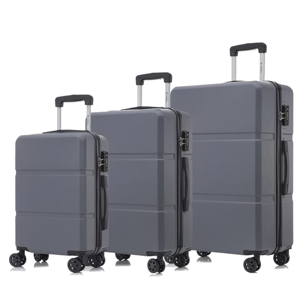 Kuffertsæt, Holdbart ABS-materiale, TSA-lås,Mørkegrå (20+24+28 tommer)