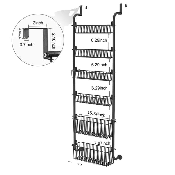 Spisekammer Organizer, 6-Lags Heavy Duty, Pladsbesparende Design,sort