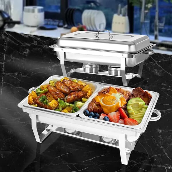 Chafing Dish Sæt, Rustfrit Stål, Temperaturkontrol,2 Pakke 1 2 GN
