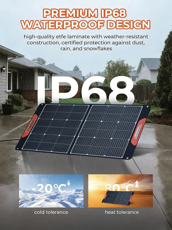 Solpanel, Bärbar Fällbar Design, Hög Effektivitet,1Pcs 100W Panel