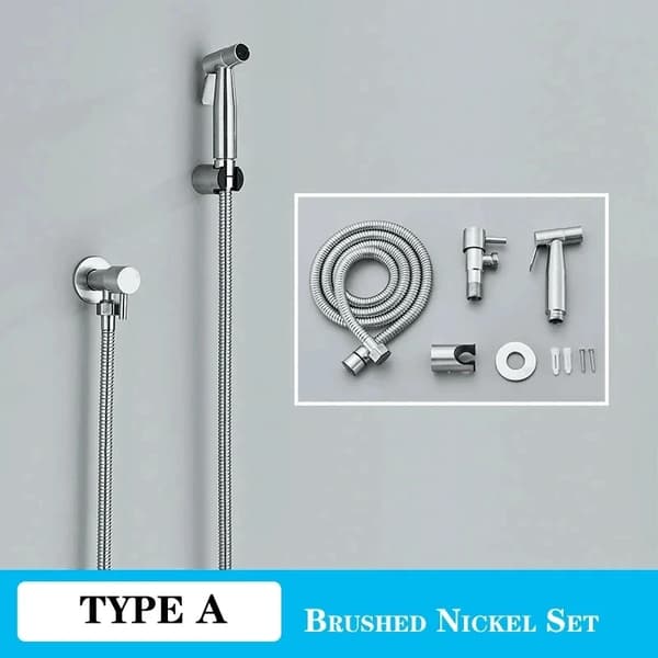 Bidet Sprayer, Rustfrit Stål, Væghængt,Nikkel