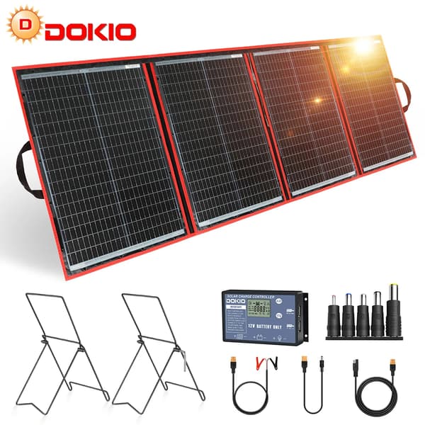 Solpanel, Bärbar Fällbar, Hög Effektivitet,18V 195W med ZJ