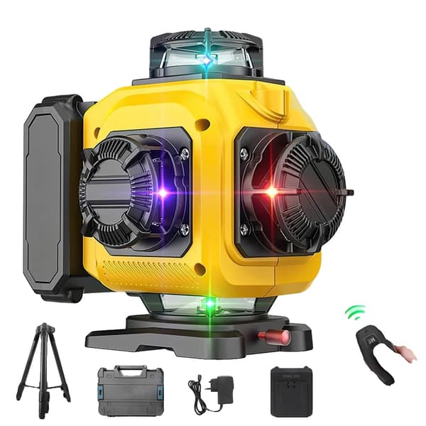 Laser Level, Automatic Leveling, 360 Degree Measurement, 1 Battery + Tripod + Plastic Case