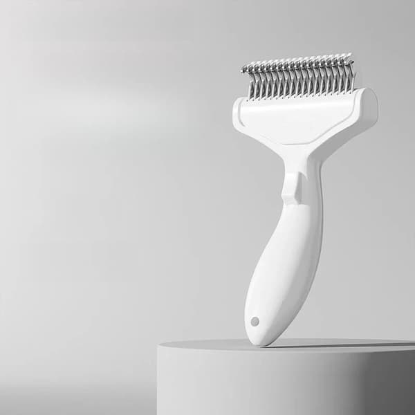 Hårborste för husdjur, Ergonomisk design, Rostfritt stål,VIT