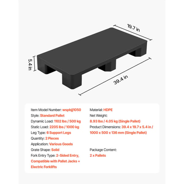 Plastpall, Hög Lastkapacitet, Stapelbar Design,2pcs