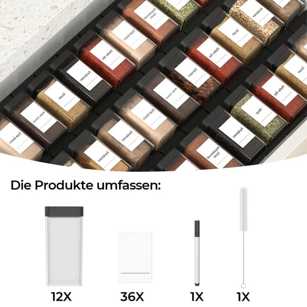 Krydderi Organizer, Manuel Betjening, Holdbart Plastmateriale,Sort-12PCS