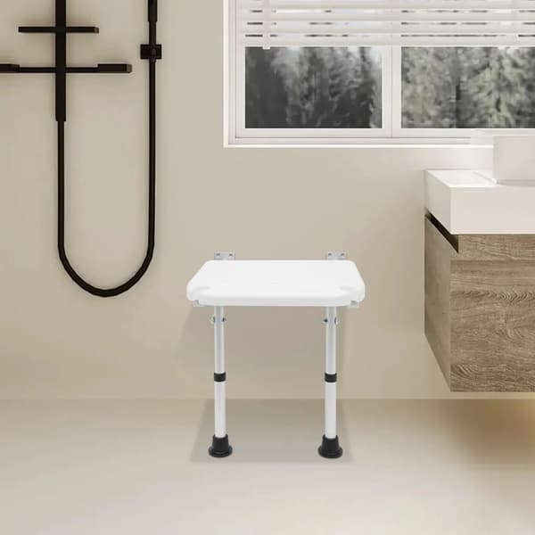 Badrumsstol, Justerbar Höjd, Fällbar Design,VIT