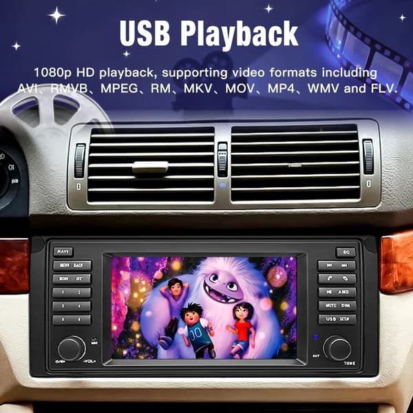 Carplay, Touchscreen Display, Smartphone Integration, kompatibel med BMW 5 Series E53 Trådløs,SY E53 linux 7tommer