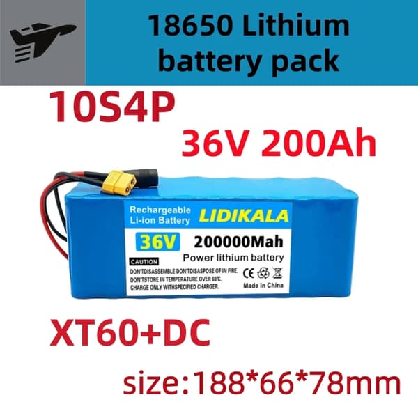Batteripakke, 36V, 200Ah kapacitet,XT60-DC