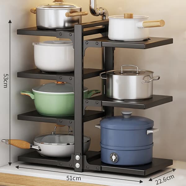Køkkenrække Organizer, Multi-Lag Design, Justerbar Konfiguration,sort