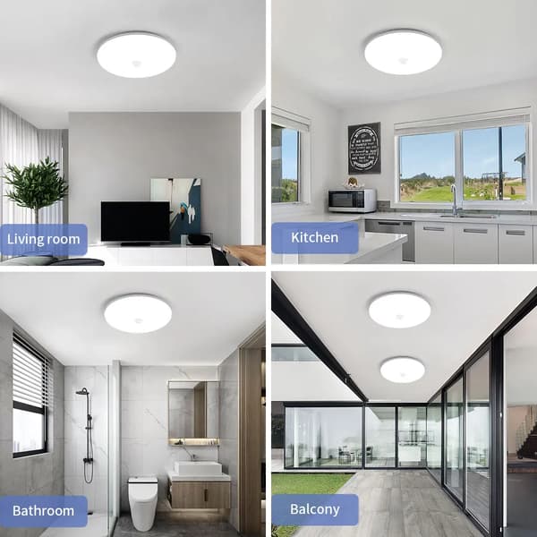 Loftlampe, Bevægelsessensor, Vandtæt Design,HVID