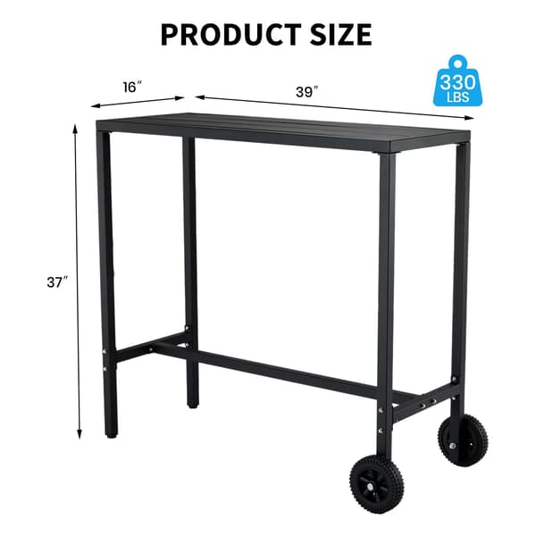 Utomhus Barbord, 99 cm Längd, Diskhöjd 91,5 cm, Kapacitet 150 kg, Pulverlackerad Stål, Rektangulär Form