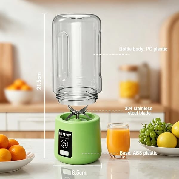 Juicekop, USB-genopladelig, bærbart design,grøn, EU