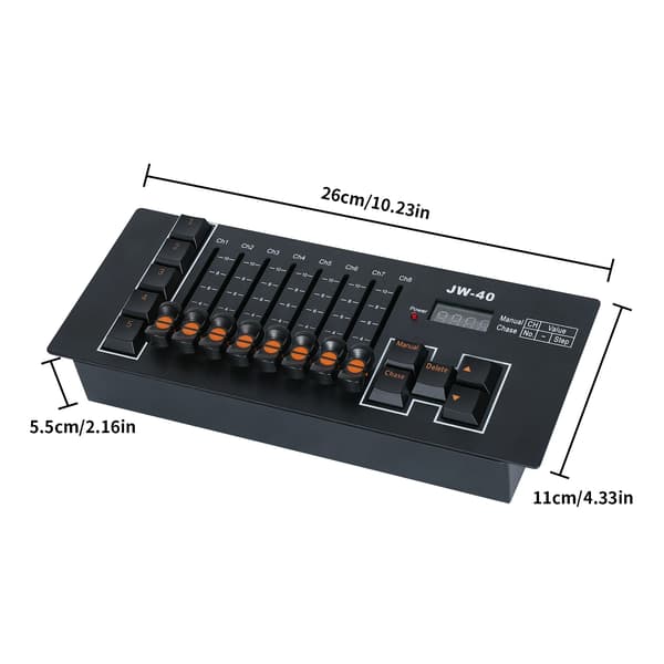DMX-controller, 40 kanaler, batteridrevet,Sort