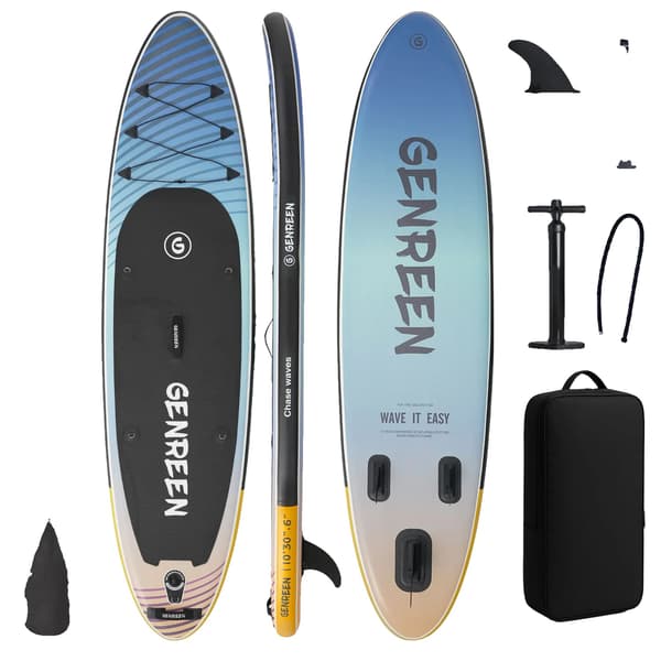Oppustelig Paddle Board, Letvægts, Komplet Tilbehør,Uddannet Dyb Blå