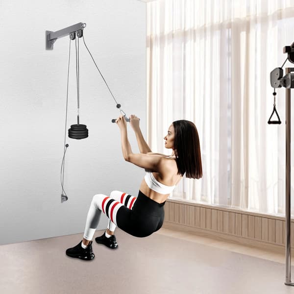 Väggmonterat blocksystem, 150 kg viktkapacitet, helkroppsträning,svart