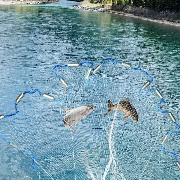 Fiskenet, 5,4m Diameter, 10m Håndreb,Blå