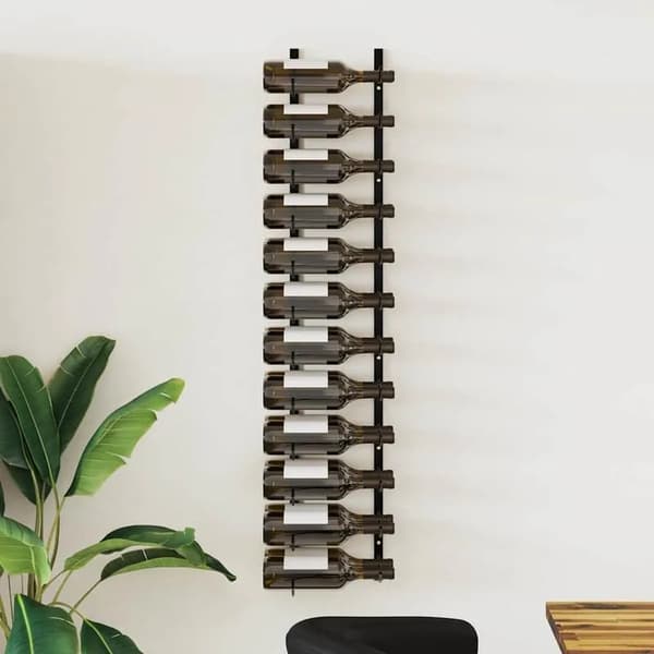 Vægmonteret Flaskeholder, Plads til 24 Flasker, Moderne Design,sort