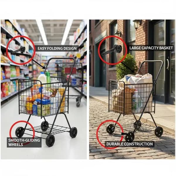 Kundvagn, Hållbar Design, Vikbar Funktion, FXCEHM9FGAMUP1