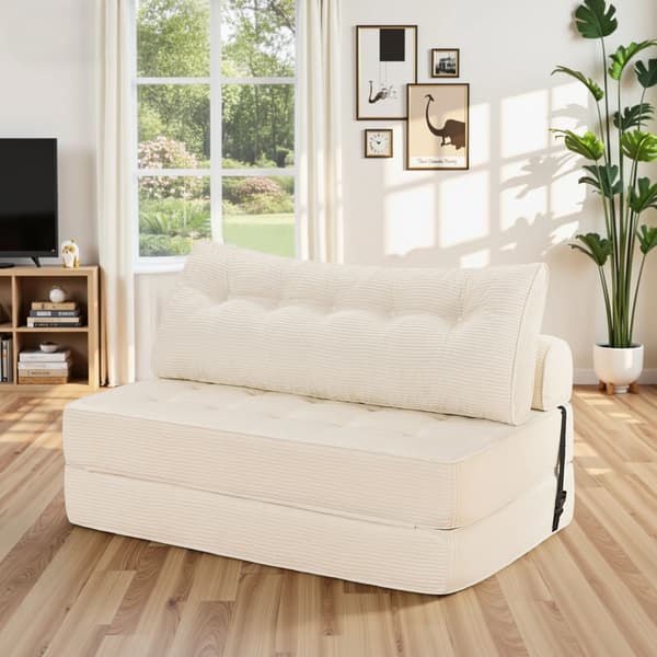 Sammenklappelig Sovesofa, Konvertibel Design, Moderne Stil,Hvid
