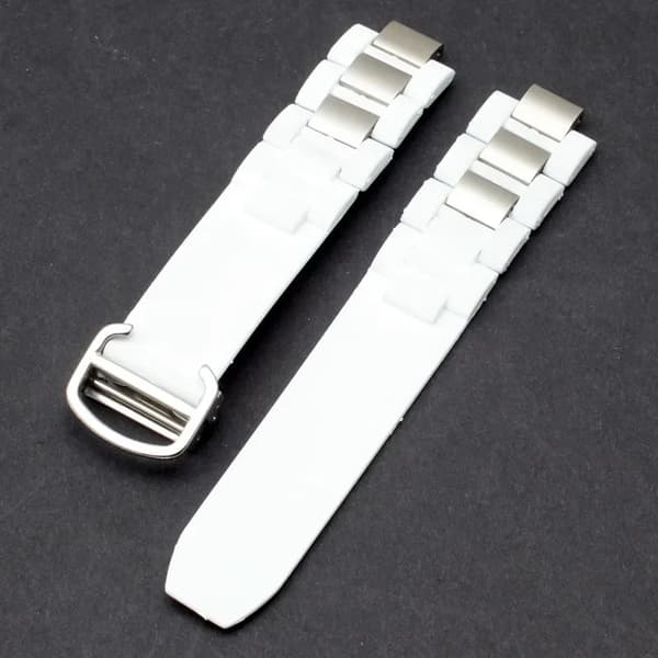 Armbandsur, Silikonmaterial, Kompatibel med Traditionella Klockor,Vit silver, 20-10mm-e