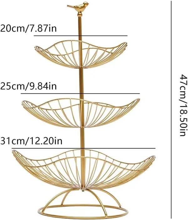 Bordfrukthållare, 3-nivådesign, Elegant dekoration,Guld