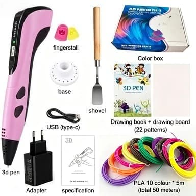 3D-pen, justerbar hastighed, komplet startkit,3D-DYB-PINK