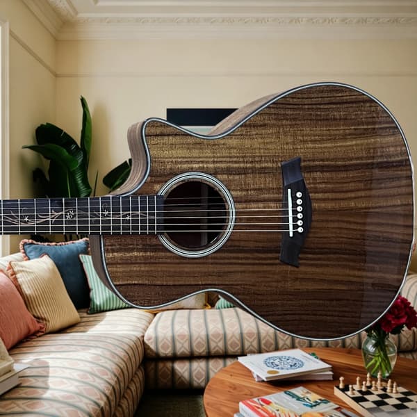 Folk Guitar, KOA-kropp, Rosenträsgrepp,GUL