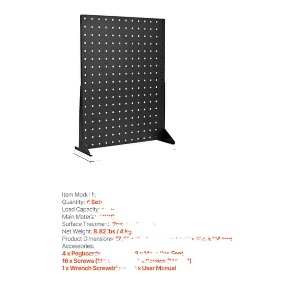 Pegboard Display Stand, Holdbar Stål, Nem Montering,4pcs